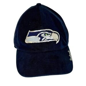 Seattle Seahawks NFL Sequin Bling Navy Blue Adjust Strapback Baseball Cap Hat 47